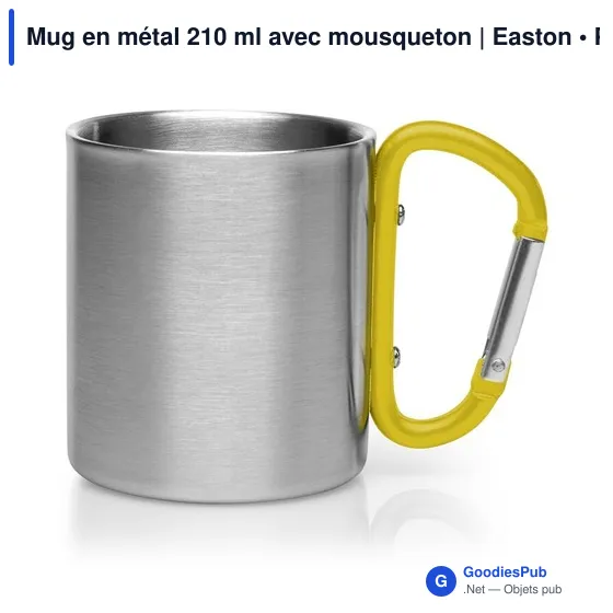 Mug isotherme personnalisable en métal 210 ml avec mousqueton - Eastonavec logo - Image 10