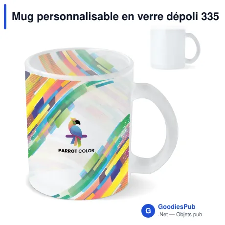 Mug personnalisable en verre dépoli 335 ml avec logo - Mallorca