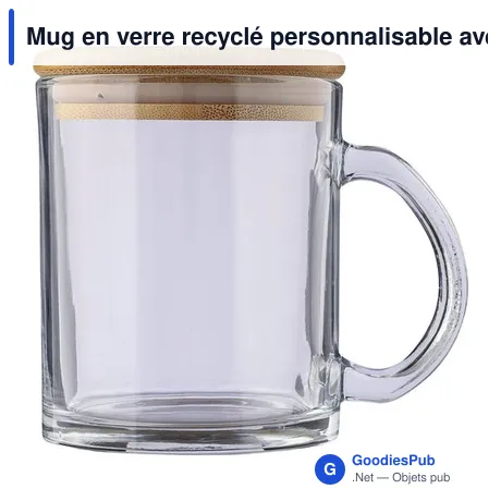 Mug en verre recyclé personnalisable avec logo - modèle Ashley