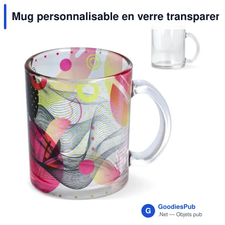 Mug personnalisable en verre transparent 335 ml avec logo - Mallorca