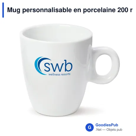 Mug personnalisable en porcelaine 200 ml avec logo - Genève