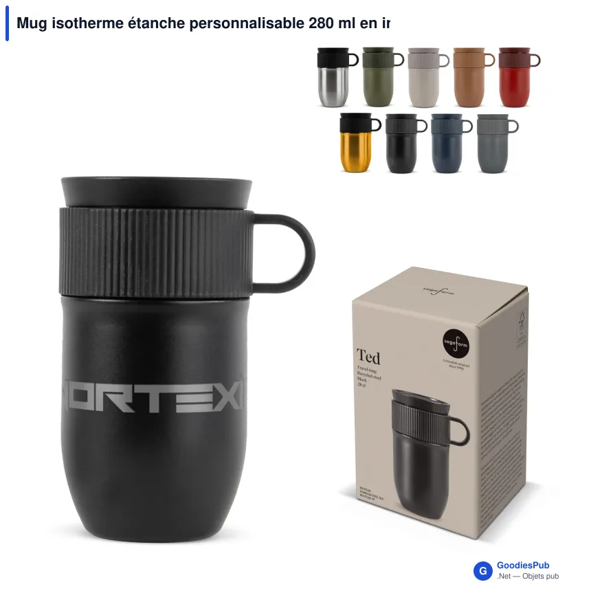 Mug isotherme étanche personnalisable 280 ml en inox avec logo - Sagaform Ted - Image 1
