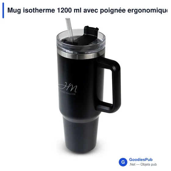 Mug isotherme personnalisable 1200 ml avec logo | Stasimus - Image 1