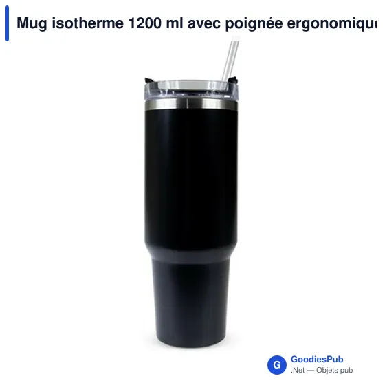 Mug isotherme personnalisable 1200 ml avec logo | Stasimus - Image 3