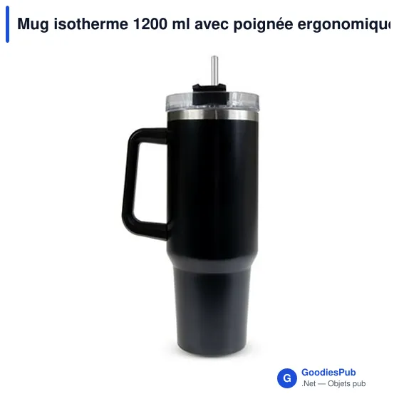 Mug isotherme personnalisable 1200 ml avec logo | Stasimus - Image 6