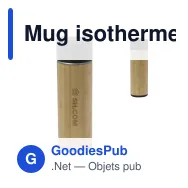 Mug isotherme personnalisable inox et bambou 400 ml avec logo - Flow - Miniature 1