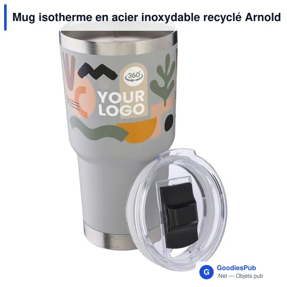 Mug isotherme en acier inoxydable recyclé Arnold - Image 12