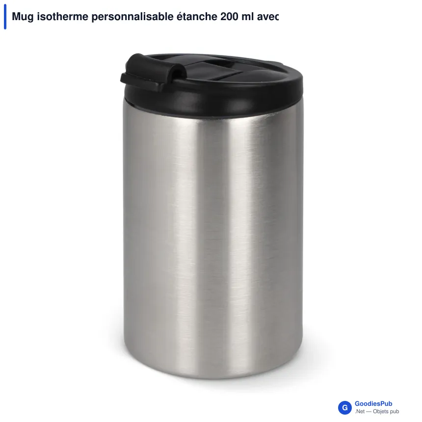 Mug isotherme personnalisable étanche 200 ml avec logo - Inox - Image 3