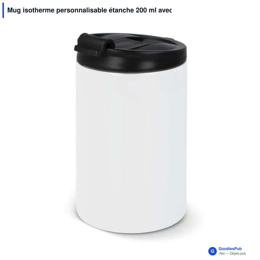 Mug isotherme personnalisable étanche 200 ml avec logo - Inox - Image 5