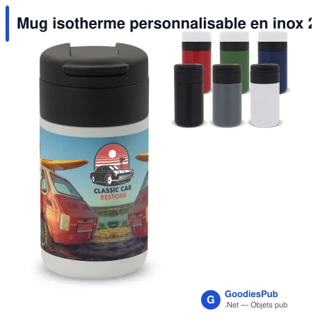 Mug isotherme personnalisable en inox 250 ml avec logo - Flow