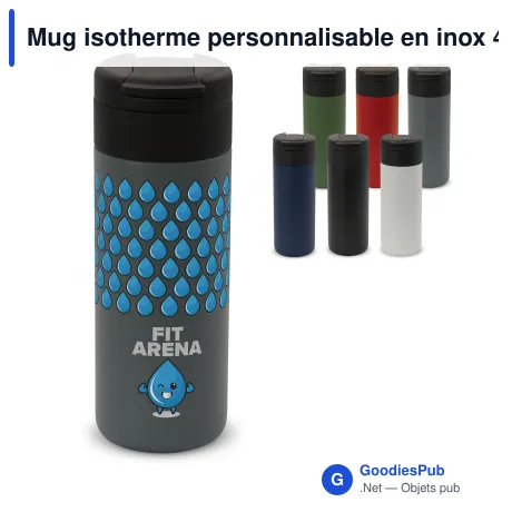 Mug isotherme personnalisable en inox 400 ml avec logo - Flow