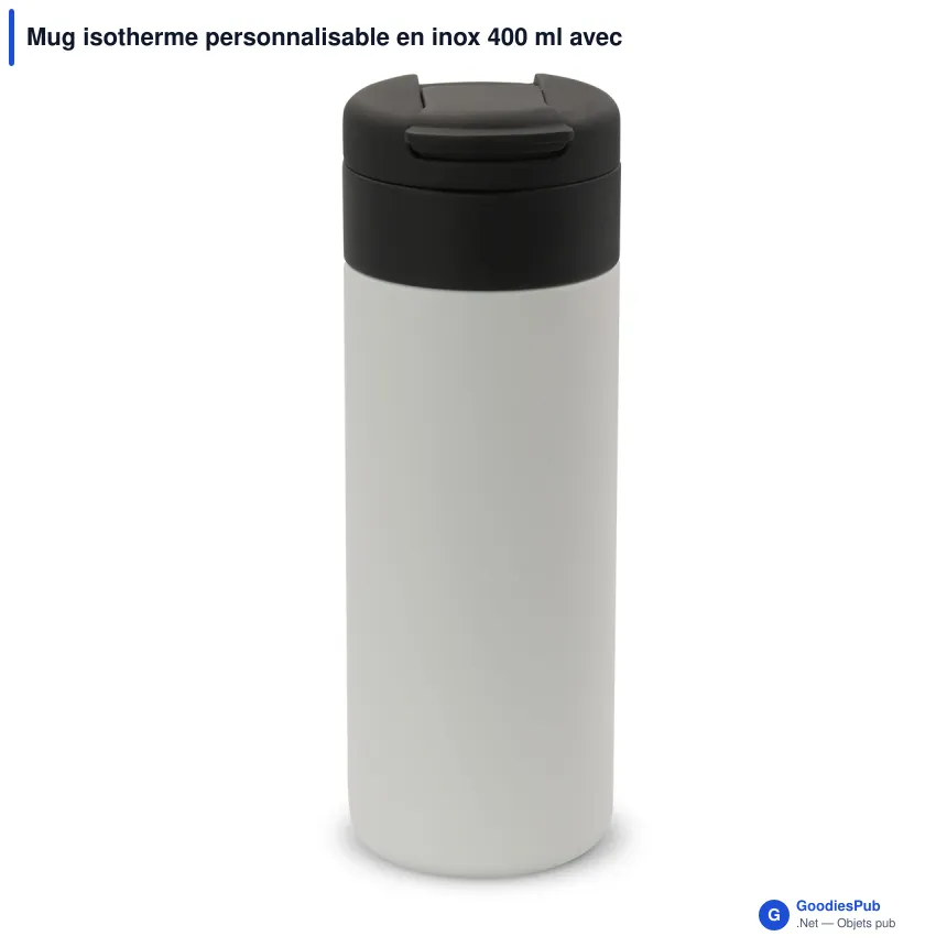 Mug isotherme personnalisable en inox 400 ml avec logo - Flow - Image 2
