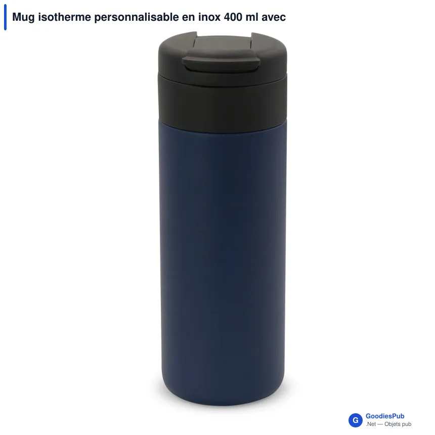Mug isotherme personnalisable en inox 400 ml avec logo - Flow - Image 3