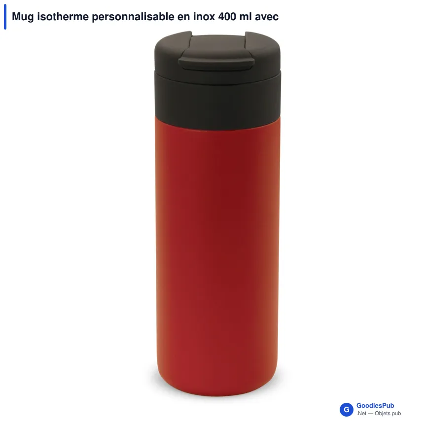 Mug isotherme personnalisable en inox 400 ml avec logo - Flow - Image 4