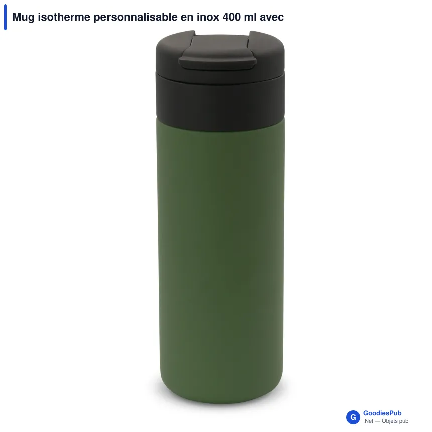 Mug isotherme personnalisable en inox 400 ml avec logo - Flow - Image 5