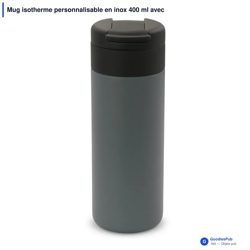 Mug isotherme personnalisable en inox 400 ml avec logo - Flow - Image 6