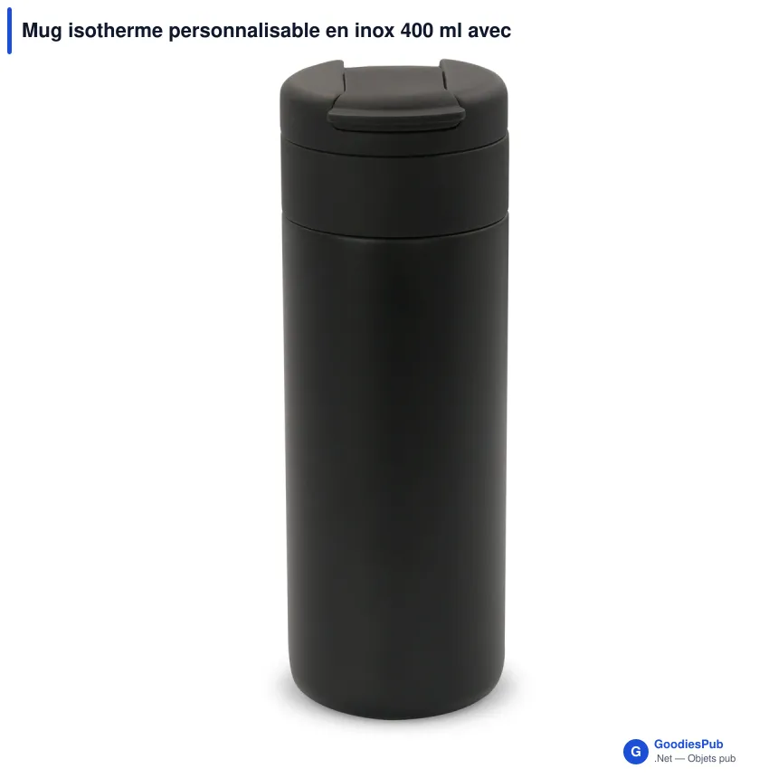 Mug isotherme personnalisable en inox 400 ml avec logo - Flow - Image 7