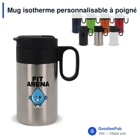 Mug isotherme personnalisable à poignée 250 ml avec logo - Flow