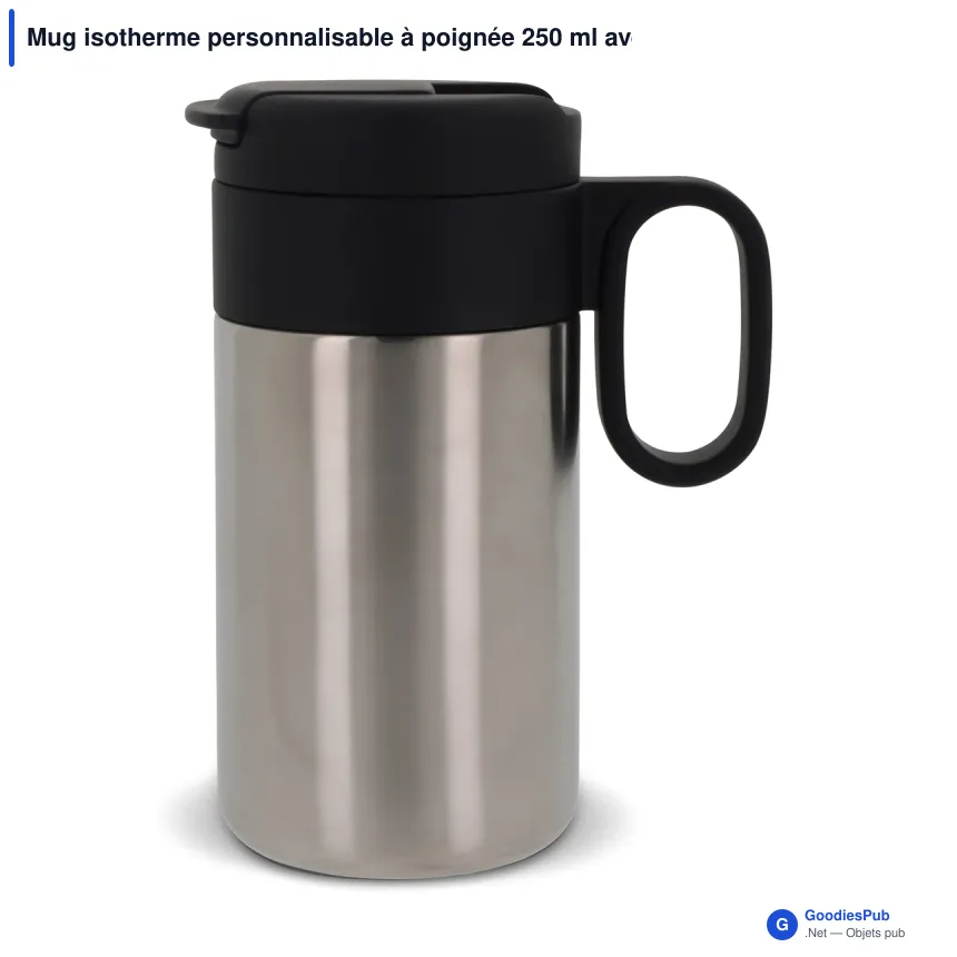 Mug isotherme personnalisable à poignée 250 ml avec logo - Flow - Image 2