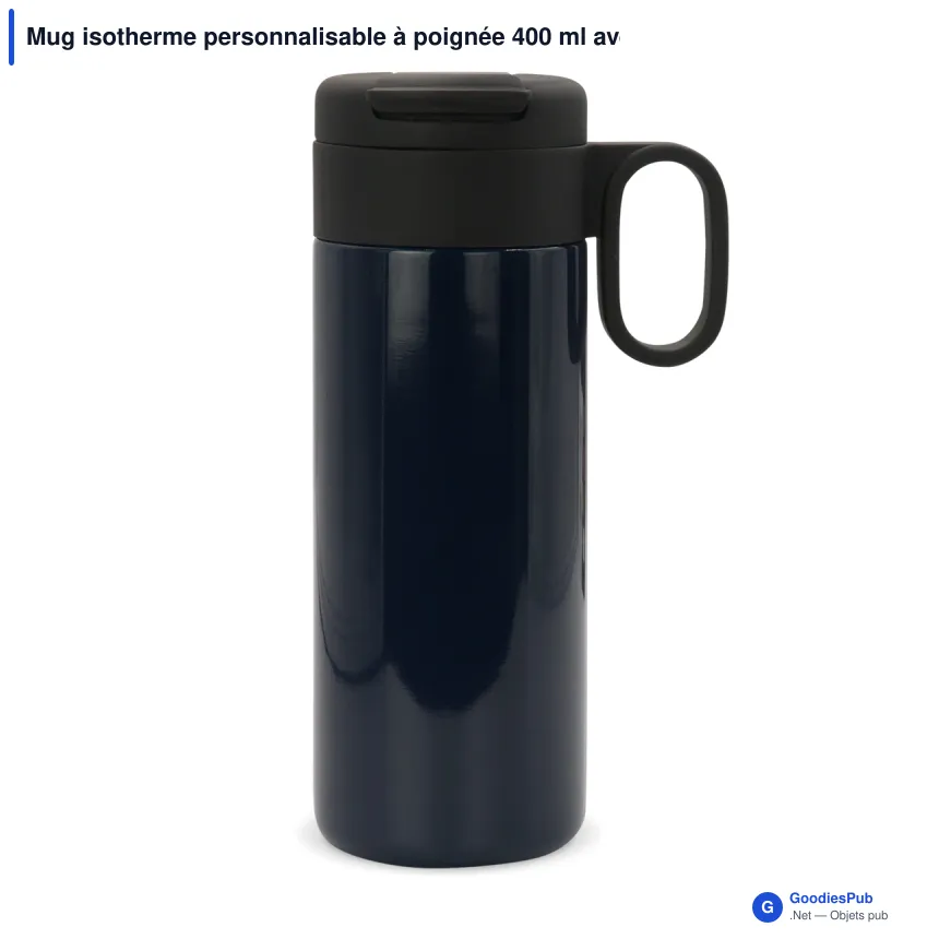 Mug isotherme personnalisable à poignée 400 ml avec logo - Flow - Image 2