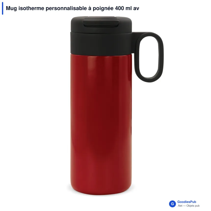 Mug isotherme personnalisable à poignée 400 ml avec logo - Flow - Image 3