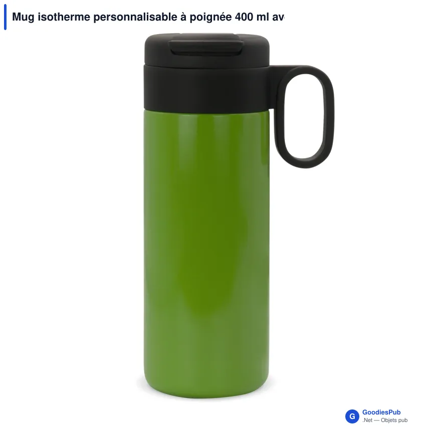 Mug isotherme personnalisable à poignée 400 ml avec logo - Flow - Image 5