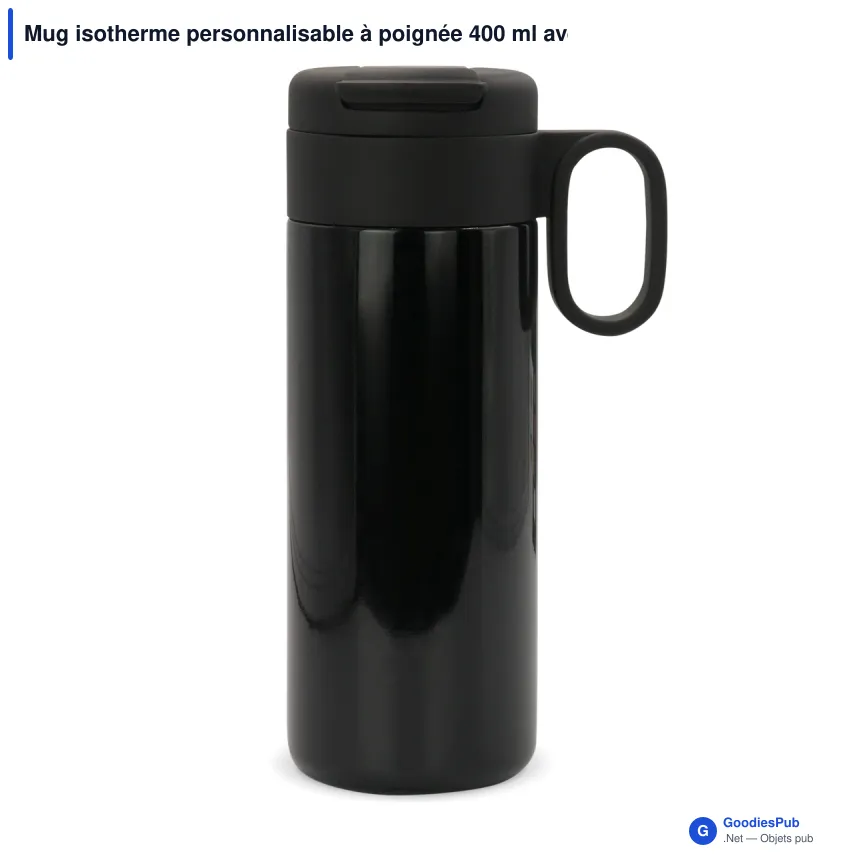 Mug isotherme personnalisable à poignée 400 ml avec logo - Flow - Image 6