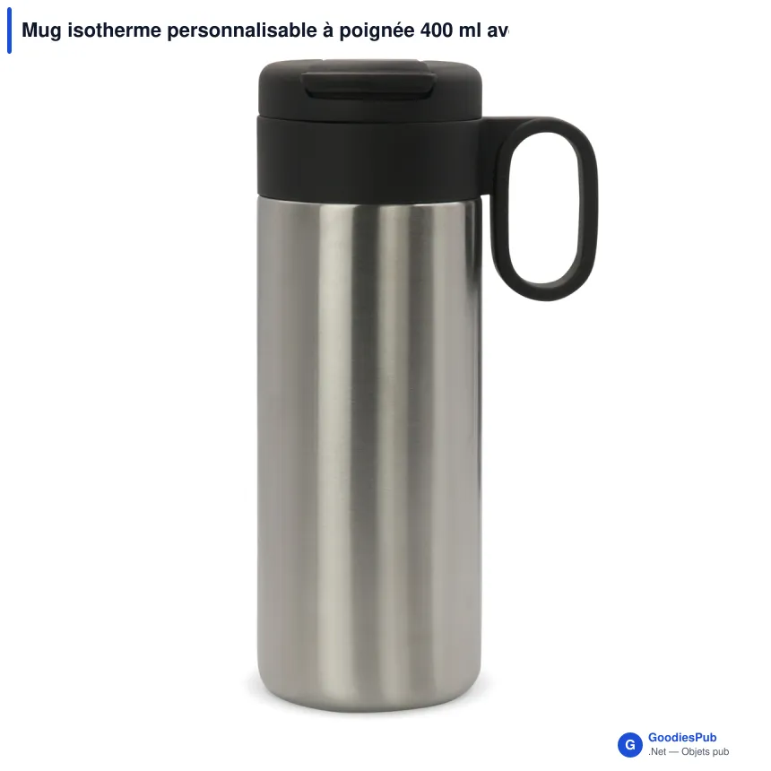 Mug isotherme personnalisable à poignée 400 ml avec logo - Flow - Image 7