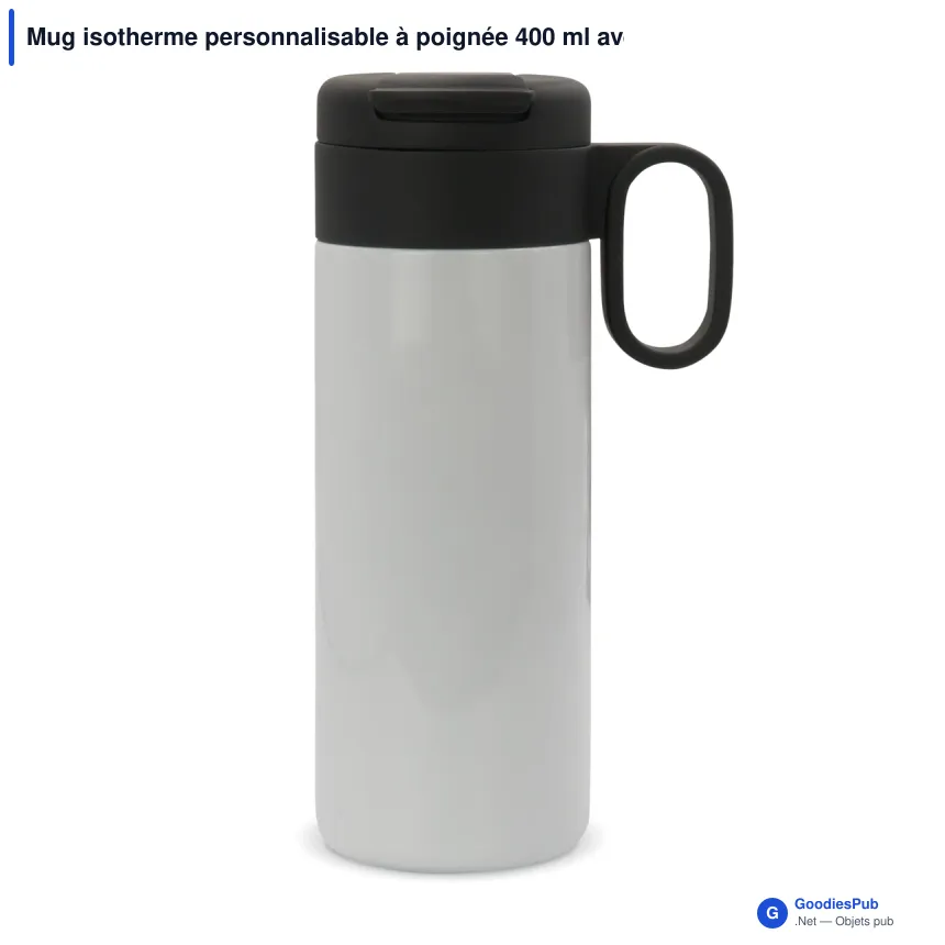 Mug isotherme personnalisable à poignée 400 ml avec logo - Flow - Image 8