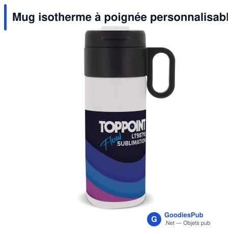 Mug isotherme à poignée personnalisable en sublimation 400 ml avec logo - Flow