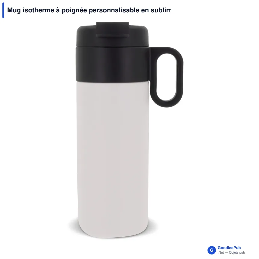 Mug isotherme à poignée personnalisable en sublimation 400 ml avec logo - Flow - Image 2
