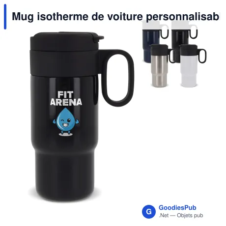 Mug isotherme de voiture personnalisable 300 ml avec logo - Flow