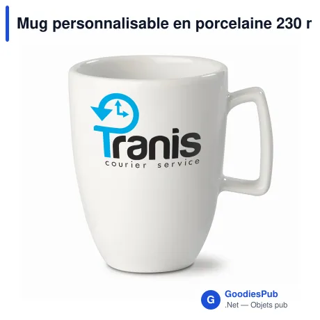Mug personnalisable en porcelaine 230 ml avec logo - Lugano