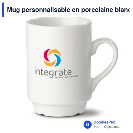 Mug personnalisable en porcelaine blanche 160 ml avec logo - Luxemburg