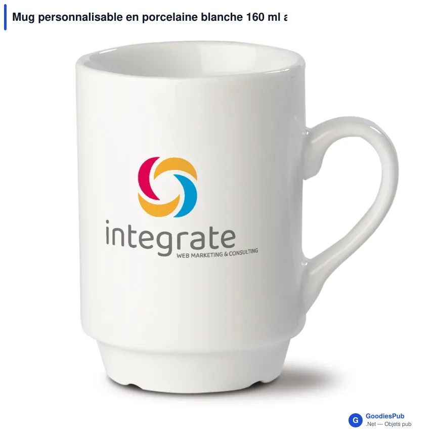 Mug personnalisable en porcelaine blanche 160 ml avec logo - Luxemburg - Image 1