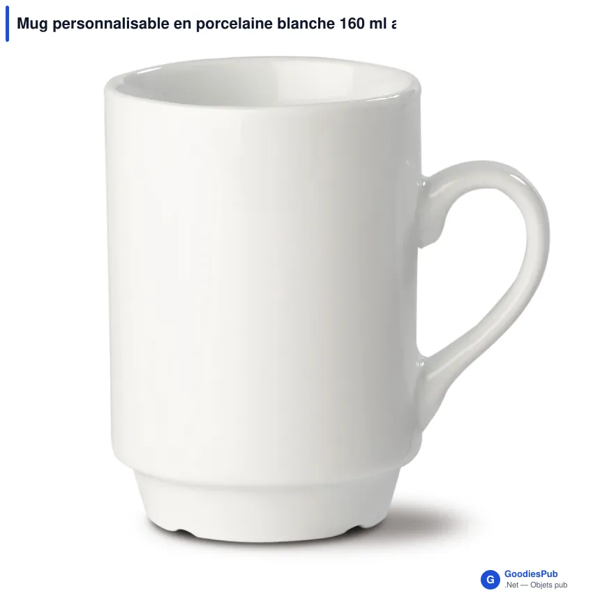 Mug personnalisable en porcelaine blanche 160 ml avec logo - Luxemburg - Image 2