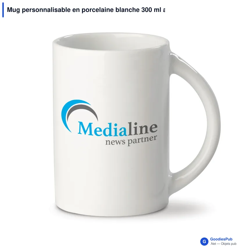 Mug personnalisable en porcelaine blanche 300 ml avec logo - Marseille - Image 1