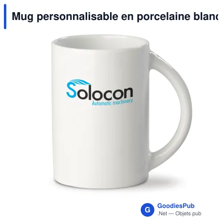 Mug personnalisable en porcelaine blanche 300 ml avec logo - Marseille EU
