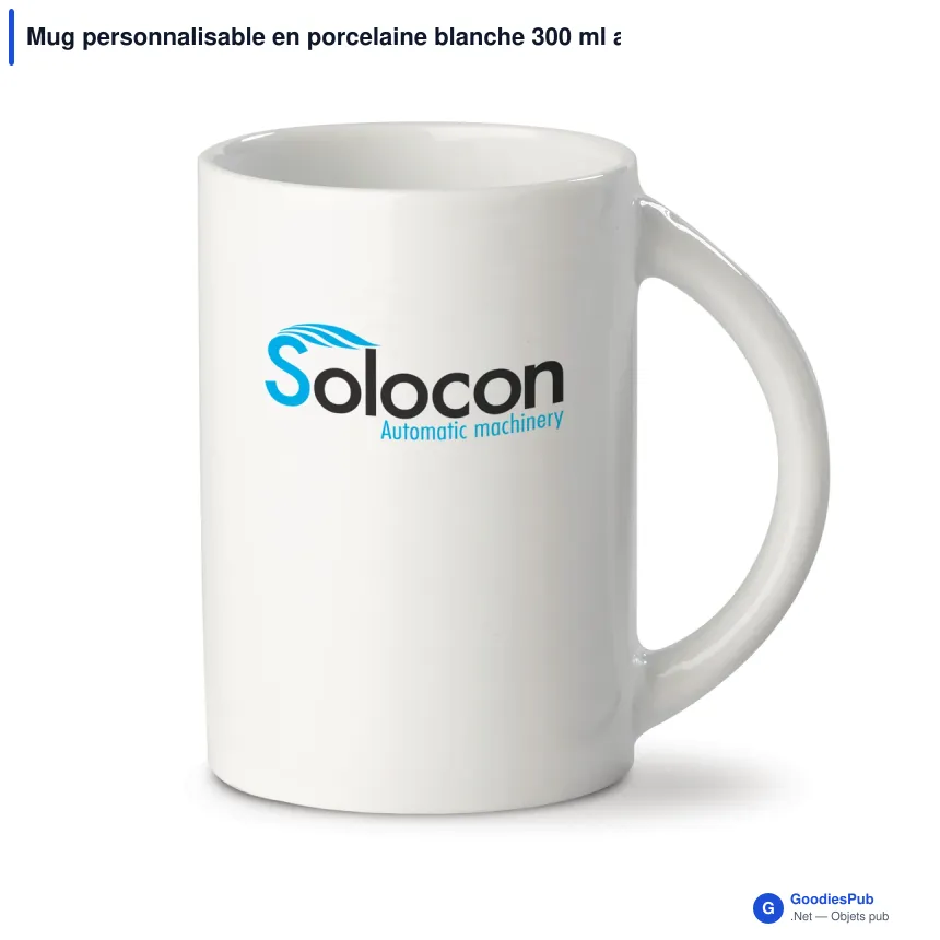 Mug personnalisable en porcelaine blanche 300 ml avec logo - Marseille EU - Image 1