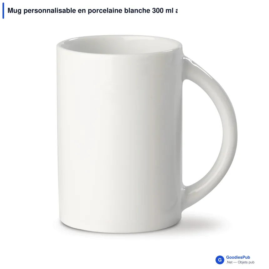 Mug personnalisable en porcelaine blanche 300 ml avec logo - Marseille EU - Image 2