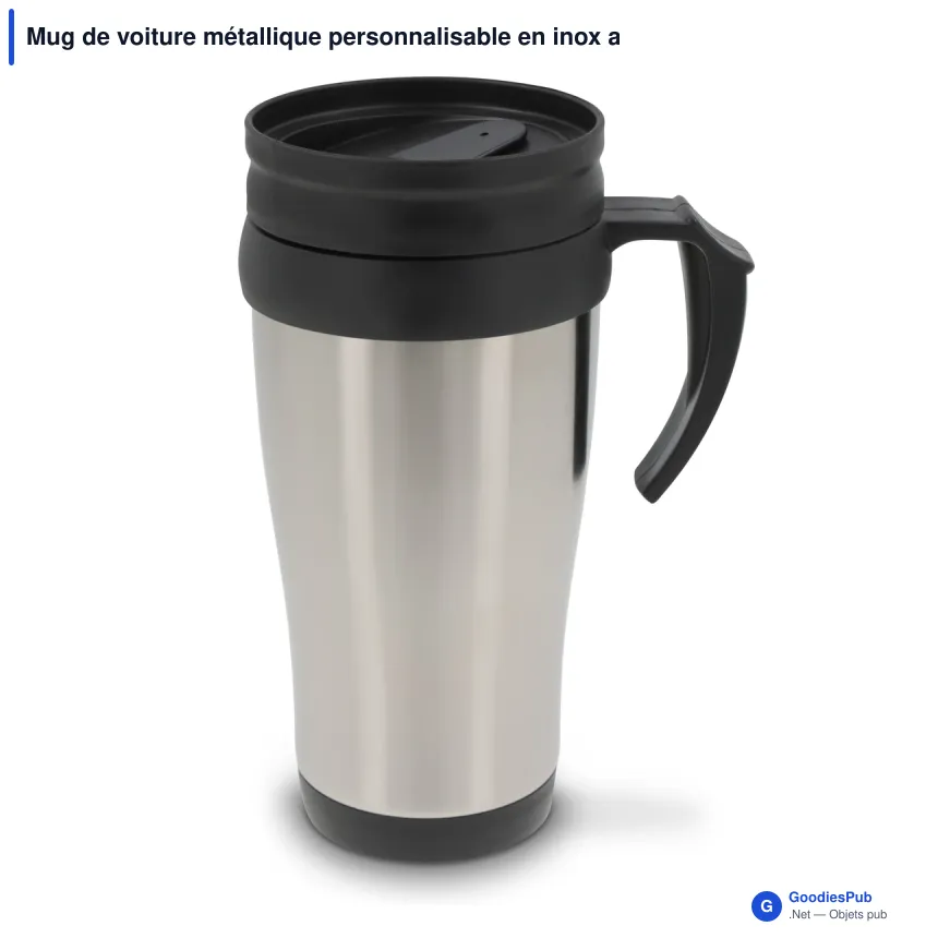 Mug de voiture métallique personnalisable en inox avec logo - 350 ml - Image 3