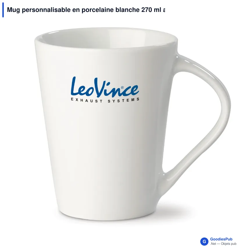 Mug personnalisable en porcelaine blanche 270 ml avec logo - Nice - Image 1