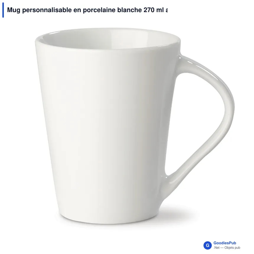 Mug personnalisable en porcelaine blanche 270 ml avec logo - Nice - Image 2