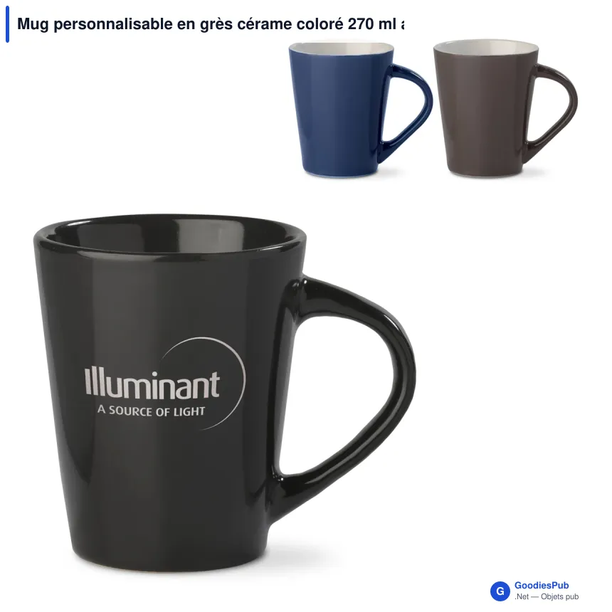 Mug personnalisable en grès cérame coloré 270 ml avec logo - Nice - Image 1