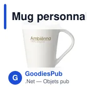 Mug personnalisable en porcelaine blanche 270 ml avec logo - Nice EU - Miniature 1