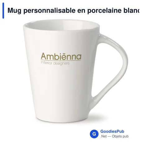 Mug personnalisable en porcelaine blanche 270 ml avec logo - Nice EU