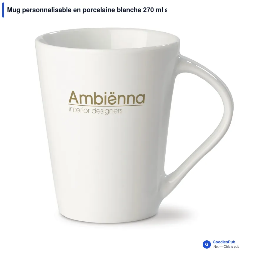 Mug personnalisable en porcelaine blanche 270 ml avec logo - Nice EU - Image 1