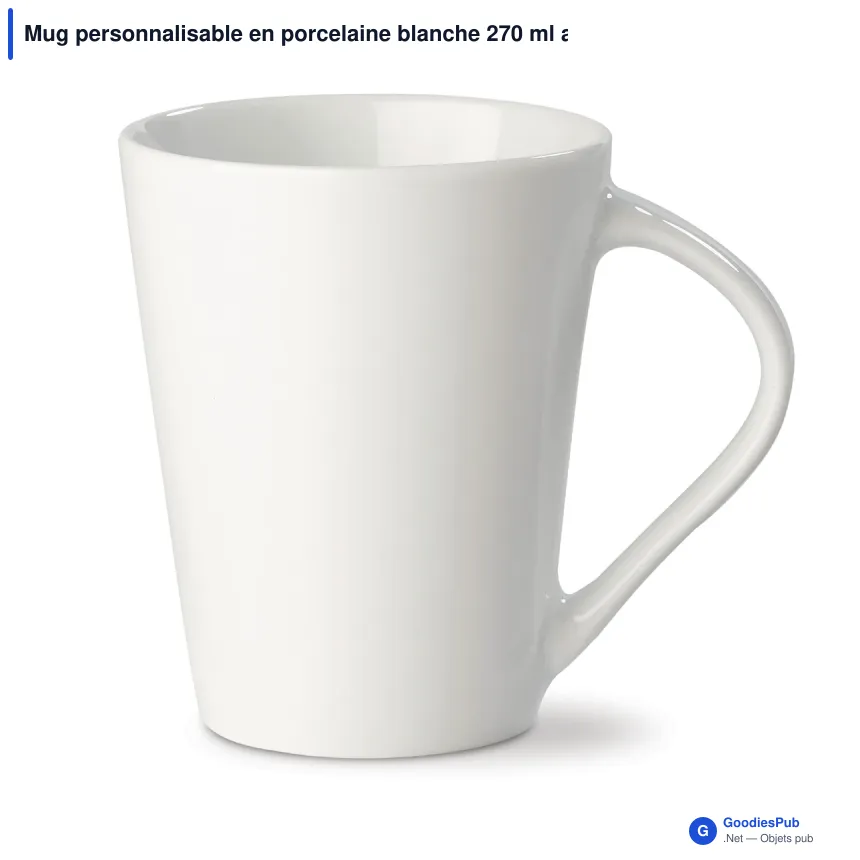 Mug personnalisable en porcelaine blanche 270 ml avec logo - Nice EU - Image 2