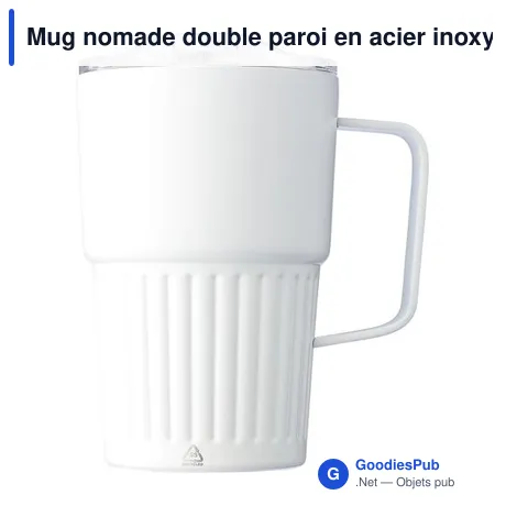 Mug nomade double paroi en acier inoxydable recyclé de 450 ml Calo