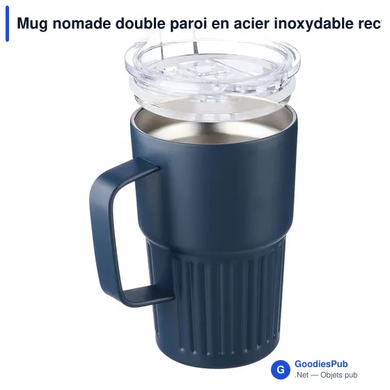 Mug nomade double paroi en acier inoxydable recyclé de 450 ml Calo - Image 7